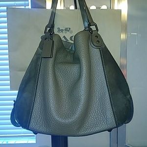 COACH LARGE SUEDE & LEATHER EDIE